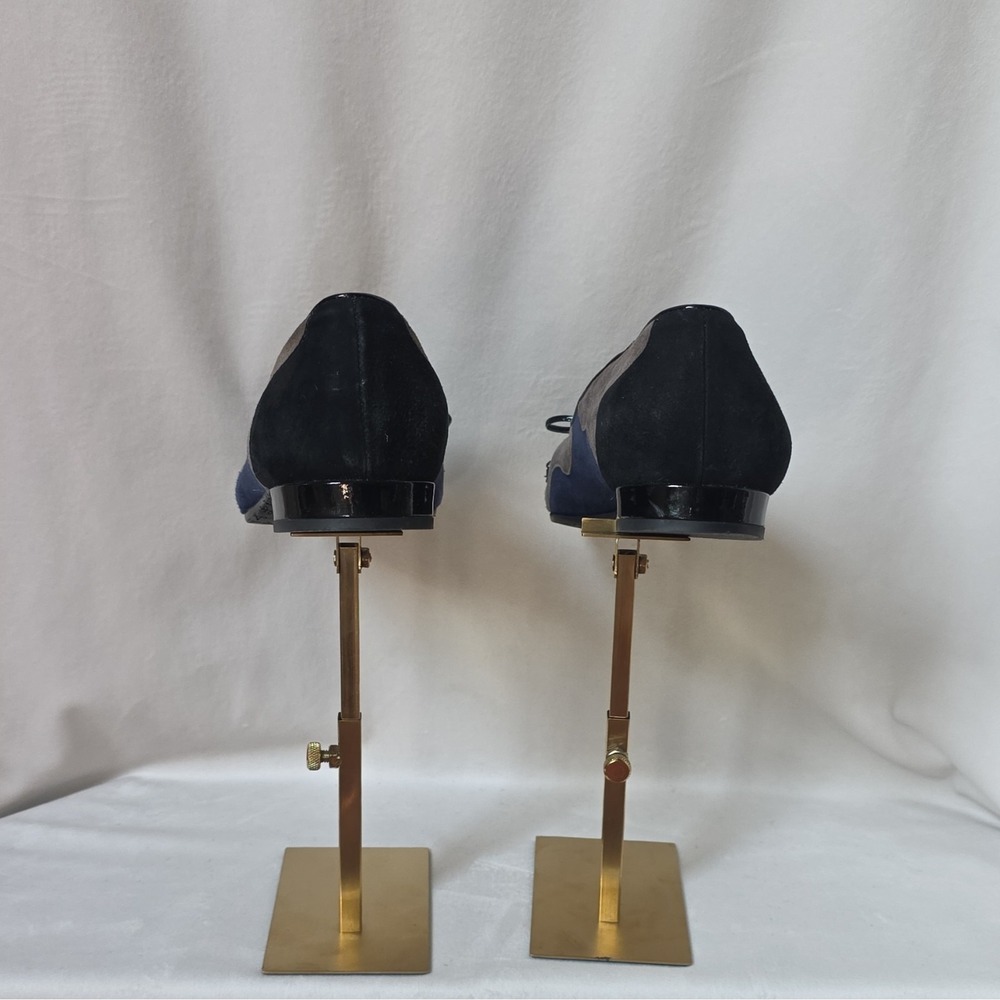 Amalfi Made In Italy Womens Suede Ballet Flat Slip-On Bow Black Gray Blue 9M - Picture 2 of 14